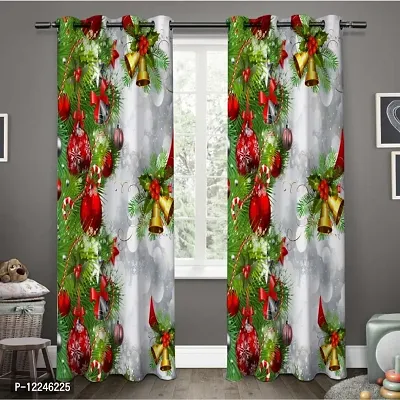 Prozone 7feet Polyester 3D Digital Print Merry Christmas Curtains for Kids Room Decorations, Christmas Door Curtains,Pack of 1PCS,7x4 feet