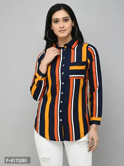 Classic Crepe Striped Shirt for Womens