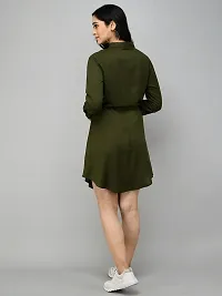 GREEN SHIRT DRESS WITH WAIST TIE UP-thumb1