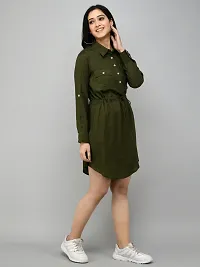 GREEN SHIRT DRESS WITH WAIST TIE UP-thumb2