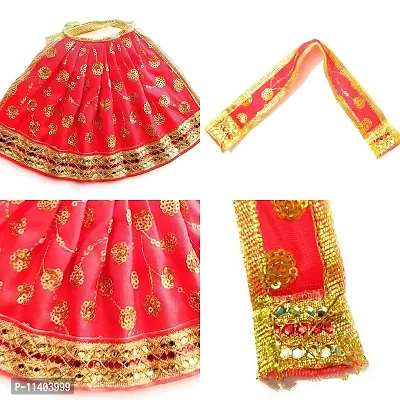 GENERIC MATARANI Navratri Fancy Designer Multicolor MATA Rani Lehenga and Chunri Poshak| MATA Rani Durga Dress for Idol MATA Rani Chunri Patka & Lehanga Dress- Size - 1 Number