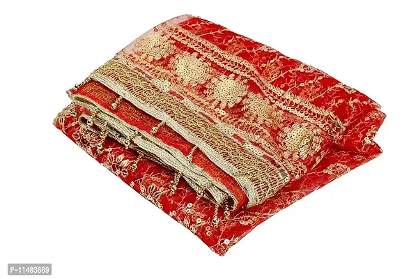 GENERIC MATA Rani Chunri Multicolor with Attractive Golden Print with Golden lace for Matarani- 2.5 Meter Long Matarani Chunari