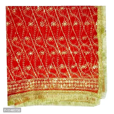 GENERIC MATA Rani Chunri Multicolor with Attractive Golden Print with Golden lace for Matarani- 2.5 Meter Long Matarani Chunari- Jai MATA Di- Glory