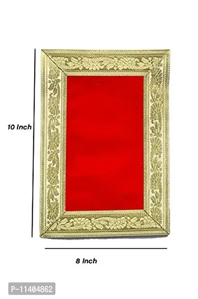 Velvet Red Cloth for Puja (Size 8"" by 10 inch) | Pooja Aasan Kapda | Red Plain puja chowki Cloth for Home Mandir, Temple, God & Goddess Aasan (Pack of 3)-thumb2