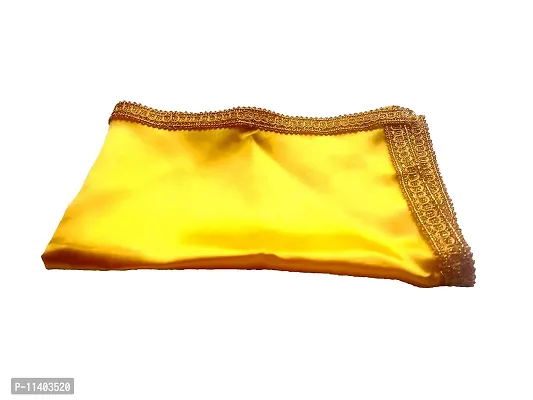 Yellow Color (Size 24 x 20 inch Puja Aasan Cloth for God ChowkiPuja Asan Kapda Satin Altar Cloth mat for mandir, Temple and Pooja Decoration (Pack of 1) (DVNSatinYellow24x20)-thumb3