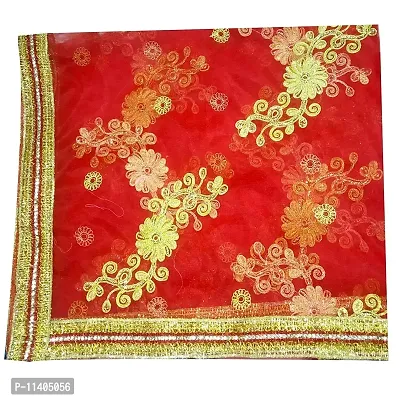 GENERIC MATA Rani Chunri Multicolor with Attractive Golden Print with Golden lace for Matarani- 2.5 Meter Long Matarani Chunari- Jai MATA Di-Flower