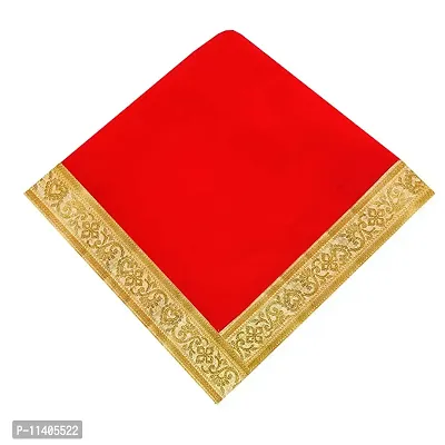 Velvet Cloth Aasan for Culture and Festivals (Red, 1m, 0.5m)