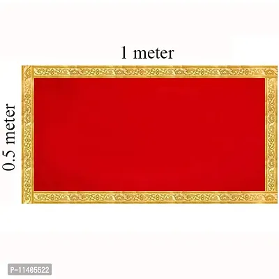 Velvet Cloth Aasan for Culture and Festivals (Red, 1m, 0.5m)-thumb3