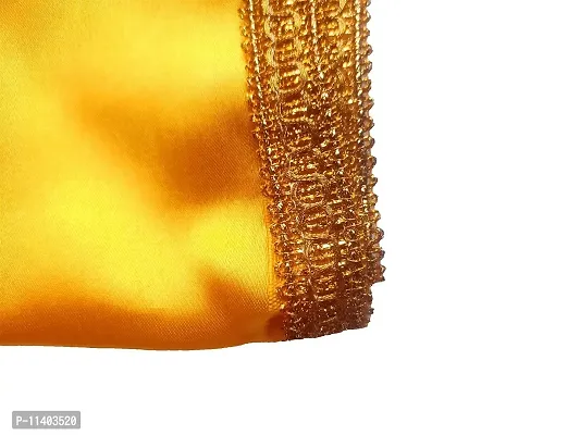Yellow Color (Size 24 x 20 inch Puja Aasan Cloth for God ChowkiPuja Asan Kapda Satin Altar Cloth mat for mandir, Temple and Pooja Decoration (Pack of 1) (DVNSatinYellow24x20)-thumb2
