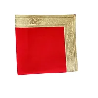 Red Color Velvet Cloth, Aasan for Pooja & Mandir (15 in X 15 in)-thumb1