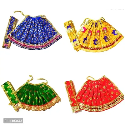 GENERIC Navratri Fancy Designer - Multicolor MATA Rani Lehenga and Chunri Poshak| MATA Rani Durga Dress for Idol MATA Rani Chunri Patka & Lehanga Dress- Size - 1 Number