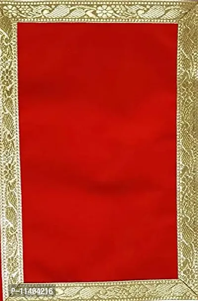 Velvet Cloth, Aasan for Pooja & Mandir, Red Color (8 inch X 12 inch)-thumb0