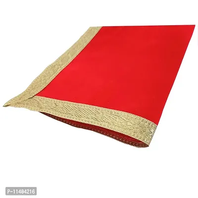Velvet Cloth, Aasan for Pooja & Mandir, Red Color (8 inch X 12 inch)-thumb3