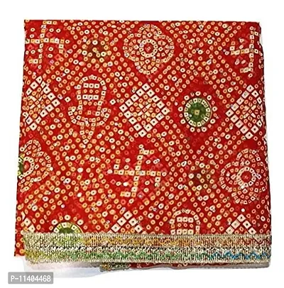 KAM HOME Bandhani Puja Chunri/Chunari/Chundadi, Navratri Chunni for Kanya Pujan,Devi MATA Ki Chunni, Bandhani Chunri Size - 1 Mtr,Red