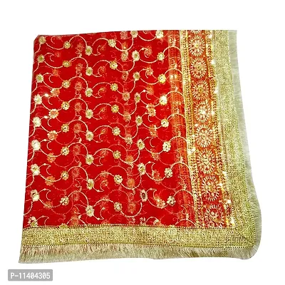 GENERIC MATA Rani Chunri Glossy/Shiny Multicolor with Attractive Golden Print with Golden lace for Matarani- 2.5 Meter Long Matarani Chunari- Jai Mate