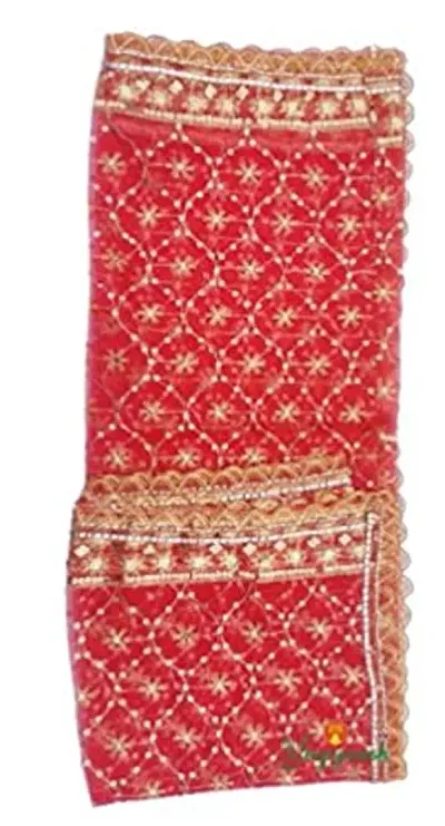 KAM Home MATA chunri//Chunni/Devi Maa Chunri/Durga Devi Chunni with Emcroidery and Lace to Used for Various Hindu Navratri Puja