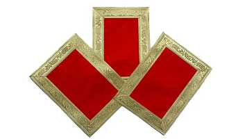 Velvet Red Cloth for Puja (Size 8"" by 10 inch) | Pooja Aasan Kapda | Red Plain puja chowki Cloth for Home Mandir, Temple, God & Goddess Aasan (Pack of 3)-thumb4