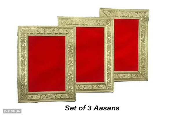 Velvet Red Cloth for Puja (Size 8"" by 10 inch) | Pooja Aasan Kapda | Red Plain puja chowki Cloth for Home Mandir, Temple, God & Goddess Aasan (Pack of 3)-thumb3