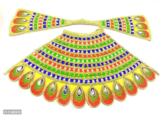 MATA RANI Goddess Dress for Durga/Lakshmi/Saraswati/Parvati (Mata Ji Lehanga & Chunri/Patka) Size - 5.0 Inch (HEIGHT), 10 Inch (Length)