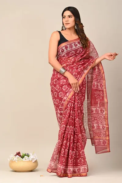 Stylish Women Cotoon Saree with blouse Piece