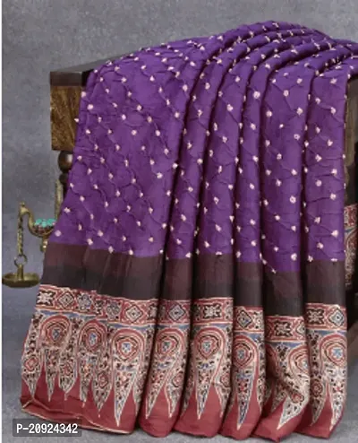 Stylish Purple Silk Blend Saree with Blouse piece For Women