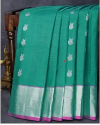 Stylish Green Silk Blend Saree with Blouse piece For Women-thumb1