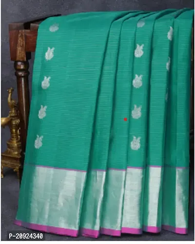 Stylish Green Silk Blend Saree with Blouse piece For Women-thumb2