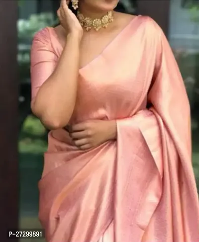 Beautiful Pink Cotton Saree With Blouse Piece For Women-thumb0