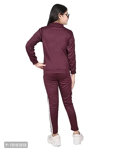 Classic Polyester Spandex Solid Track Suit for Kids Girls-thumb2