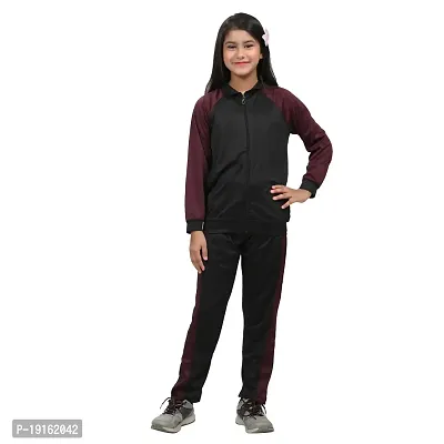 Classic Polyester Spandex Solid Track Suit for Kids Girls-thumb0