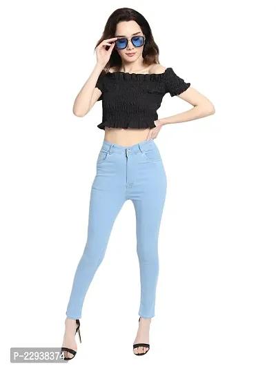 Classy Denim Solid Jeans for Women-thumb0