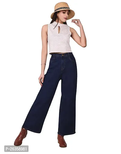 Women bellbottom  blue jeans