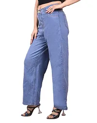 women ice blue bellbttom jeans-thumb3