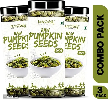 Nutrovally Raw Pumpkin Seeds  - 600gm, Pack Of 3-thumb0