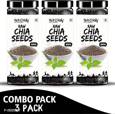 Nutrovally Raw Chia Seeds - 200gm, Pack Of 3