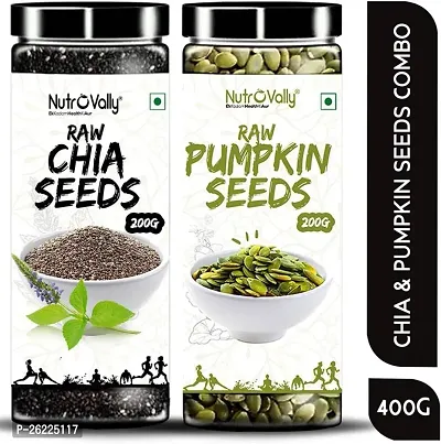 Nutrovally Chia And Pumpkin Seeds - 400gm, Pack Of 2