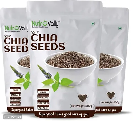Nutrovally Raw Chia Seeds - 200gm, Pack Of 3-thumb0
