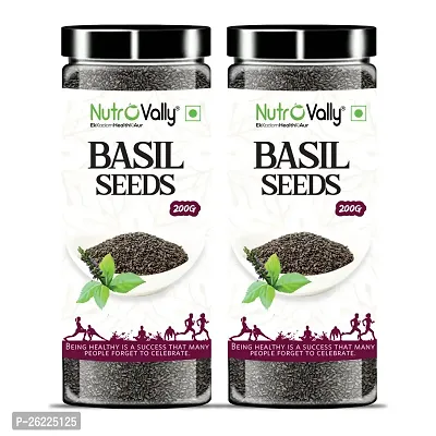 Nutrovally Basil Seeds - 200gm, Pack Of 2-thumb0
