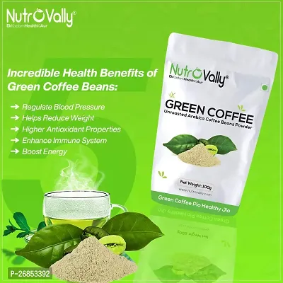 NutroVally Green Coffee Beans Powder 100 gm For Weight Loss| High In Natural Chlorogenic Acid | Instant Coffee Powder-thumb2
