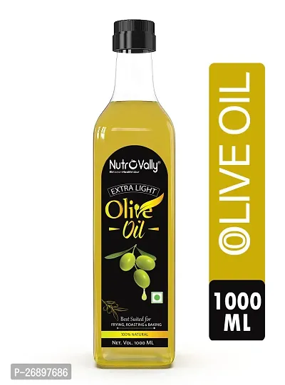 NutroVally Olive Oil for Cooking 1 Liter | Zero Cholesterol  No Trans Fat | Suitable for Cooking's Baking, Roasting, Frying, Salad| 100% Natural and Vegan 1000 Ml