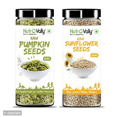 NutroVally Raw Pumpkin and Sunflower Super Seeds For Eating 200g Pack of 2
