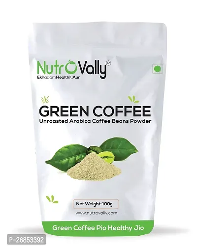 NutroVally Green Coffee Beans Powder 100 gm For Weight Loss| High In Natural Chlorogenic Acid | Instant Coffee Powder-thumb0