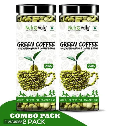 NutroVally Green Coffee Beans 400 gm For Weight Loss Unroasted Coffee Beans 200gm Pack of 2