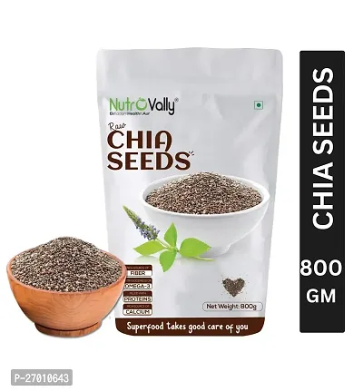 NutroVally Chia Seeds 800 gm | Omega-3 Seeds for Eating | Non-GMO and Fibre Rich Seeds | Best for Weight Loss | Healthy Snacks.