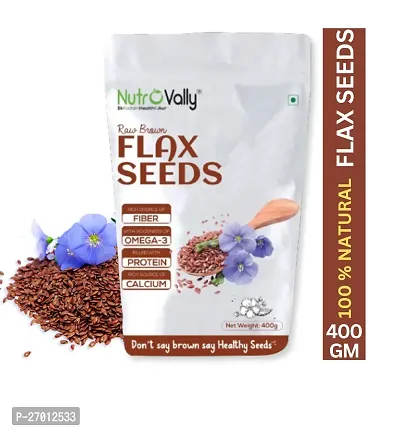 NutroVally Flax Seeds 400gm | Fibre Rich Alsi Seeds | Flax Seeds for Hair Growth | Seeds for eating | Healthy eating-thumb0