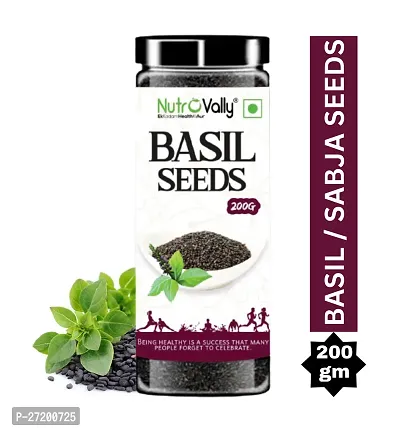 NutroVally Basil Seeds for Weight Loss 200gm| Sabja Seeds for Eating Loaded with Anti-Oxidants  Omega-3 | Enhance overall Health | Premium Quality Tukhmariya Seeds Diet Foods-thumb0