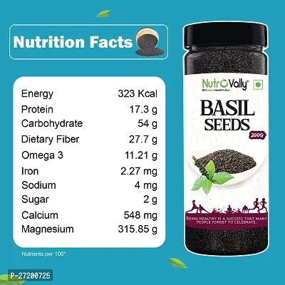 NutroVally Basil Seeds for Weight Loss 200gm| Sabja Seeds for Eating Loaded with Anti-Oxidants  Omega-3 | Enhance overall Health | Premium Quality Tukhmariya Seeds Diet Foods-thumb5