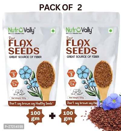 Nutrovally Flax Seeds 200gm | For Weight Loss ,Boost Digestion  Hairs Growth | Alsi Seeds | Rich In Protein, Omega -3 |100% Natural Superfood | 100gm x 2