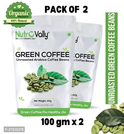 NutroVally Green Coffee Beans 200gm For Weight Management With Effective Arabica 100% Natural  Decaffeinated AA Grade Green Coffee 100 Pack 2-thumb0