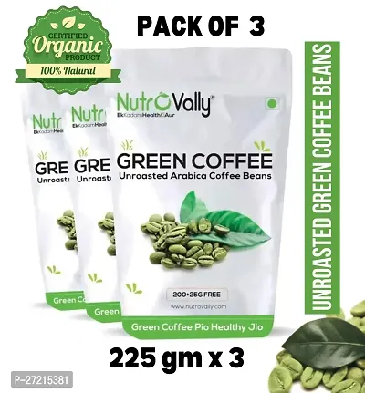 NutroVally Green Coffee Beans For Weight Management With Effective Arabica 100% Natural  Decaffeinated AA Grade Green Coffee 225 Pack 3